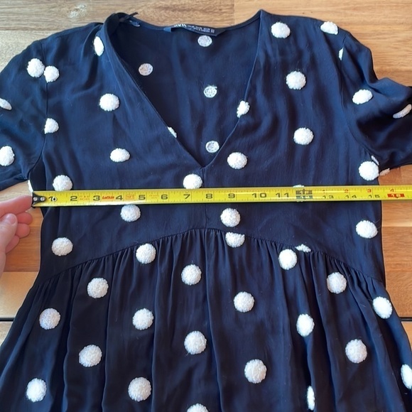 Zara Polka Dot Long Sleeve Midi Dress size XS - Picture 5 of 6